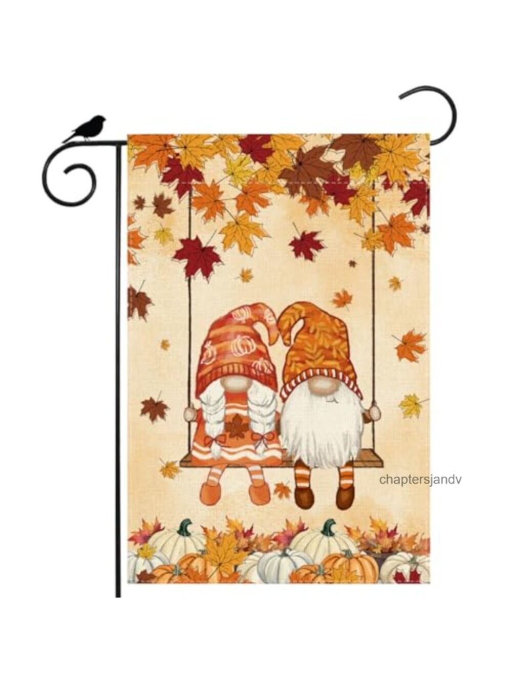 Jute Fall Garden Flag Double Sided Gnomes Maple Leaves Yard Decor 12x18